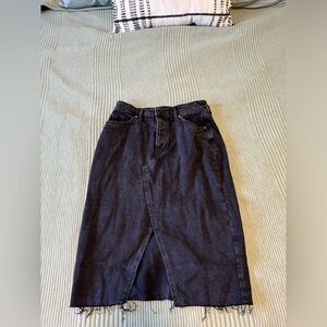 Black Denim Knee Skirt